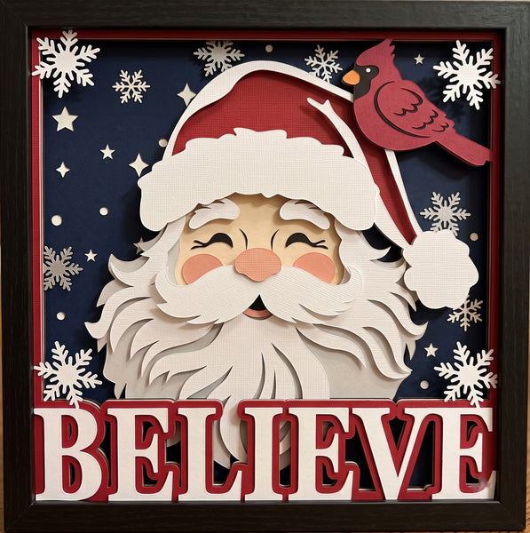 3D SANTA SET OF 9 SHADOW BOX SVG
