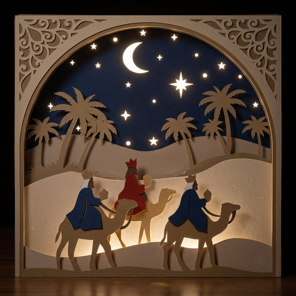 3D NATIVITY SHOOTING STAR TRIPTYCH SHADOW BOX SVG