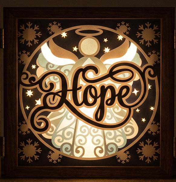 3D SIMPLE ANGEL CHRISTMAS TRIPTYCH SHADOW BOX SVG