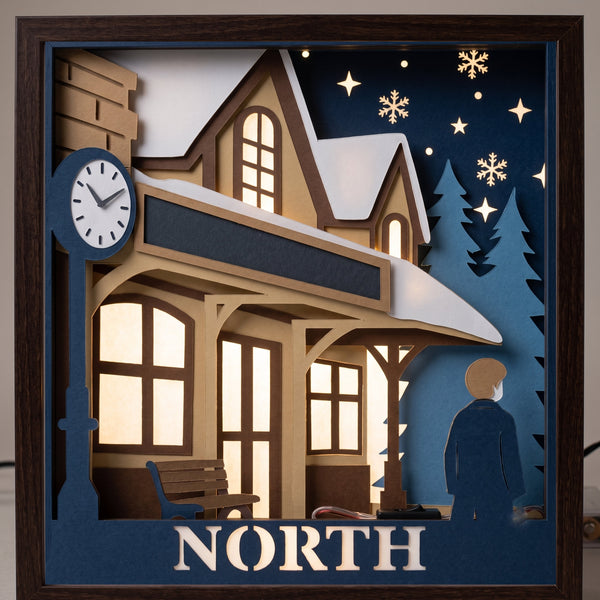 3D NORTH POLAR EXPRESS TRIO SET TRIPTYCH SHADOW BOX SVG