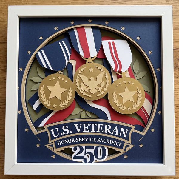 3D VETERAN SET OF 9 SHADOW BOX SVG