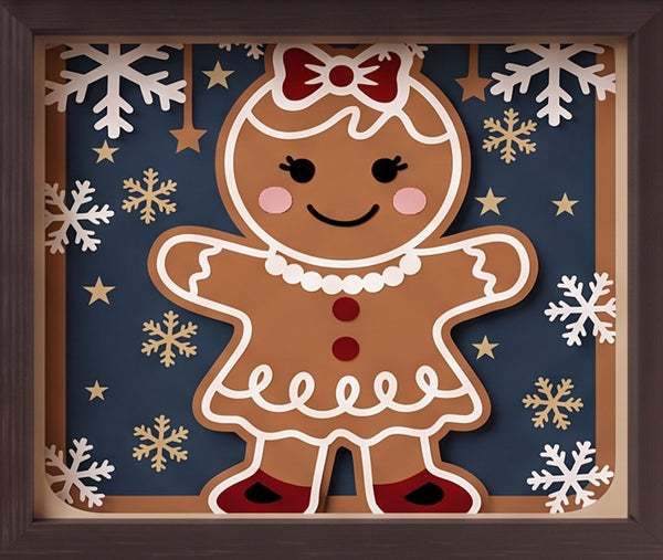 3D GINGERBREAD TRIO SET CHRISTMAS SHADOW BOX SVG