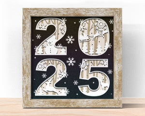 3D 2025 SHADOW BOX SVG, NEW Year 2024 Svg