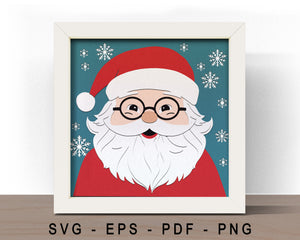 3D CUTE Santa Svg - CHRISTMAS SANTA Shadow Box Svg
