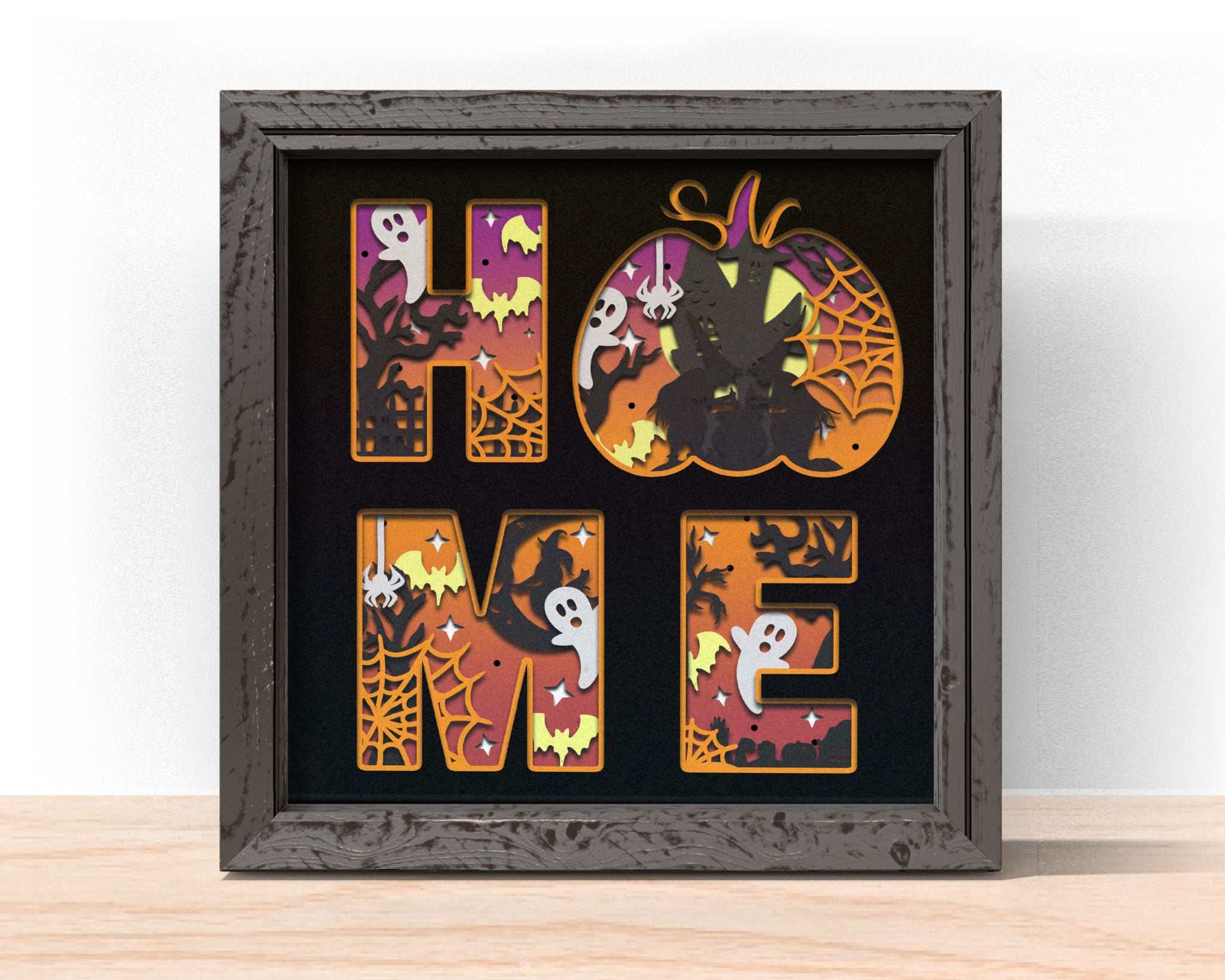 3D PUMPKIN HOME SVG, Pumpkin HOME Shadow Box Svg 