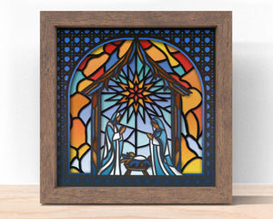 3D STAINED GLASS NATIVITY SVG, Nativity Shadow Box Svg, Cricut Files, Cardstock Svg, Silhouette Files - HelloCrafterSvg