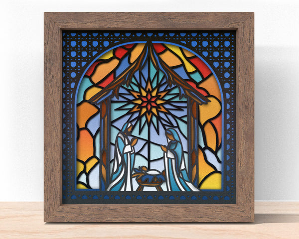 3D STAINED GLASS NATIVITY SVG, Nativity Shadow Box Svg, Cricut Files, Cardstock Svg, Silhouette Files - HelloCrafterSvg
