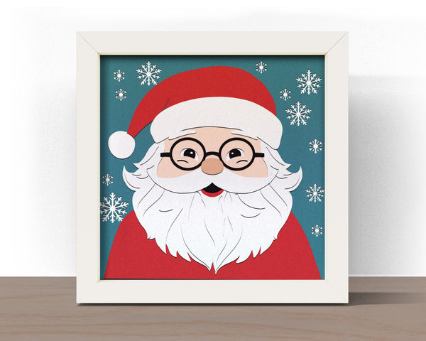 3D CUTE Santa Svg - CHRISTMAS SANTA Shadow Box Svg