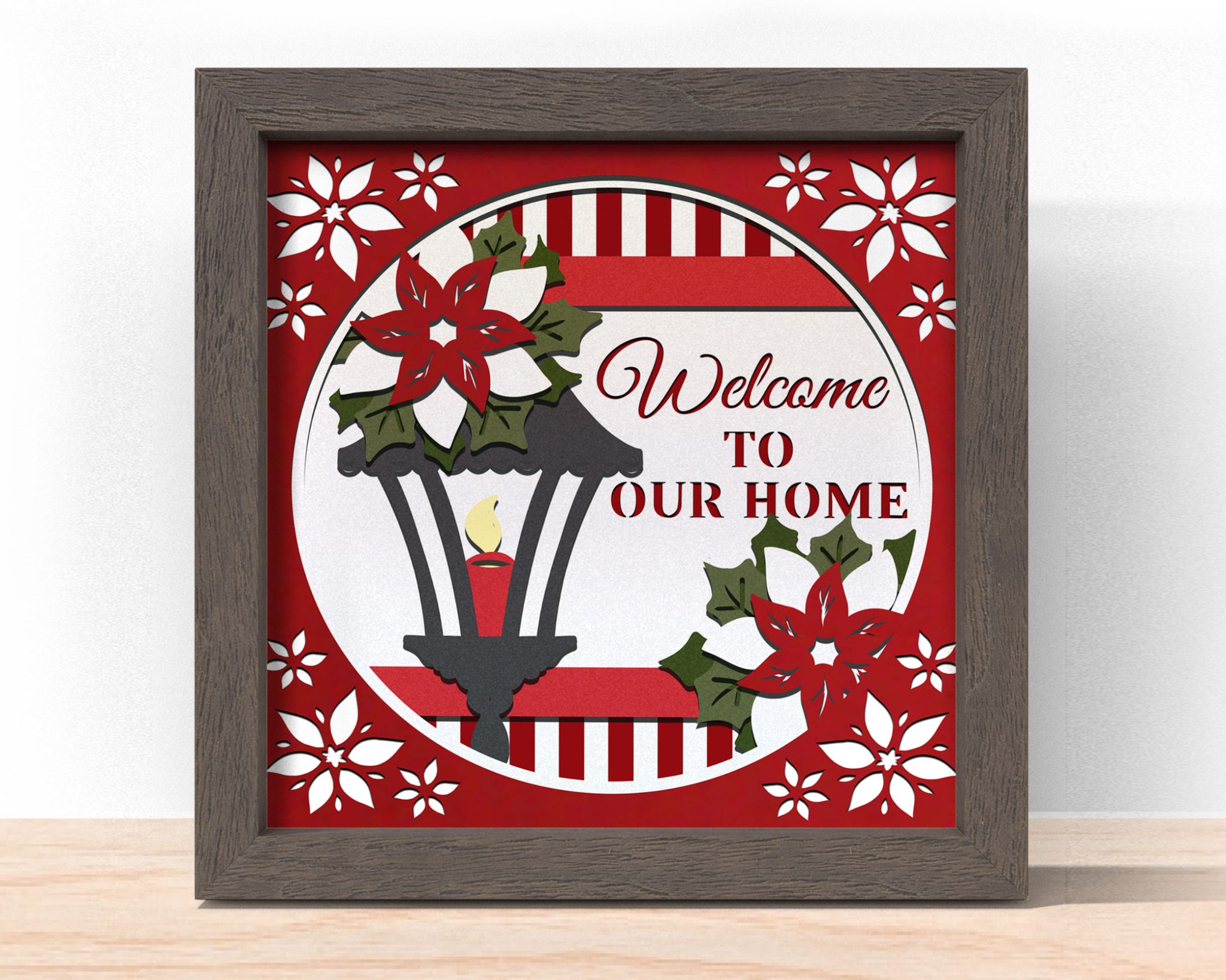 3D WELCOME HOME, Christmas HOME Shadow Box Svg, Cricut Files