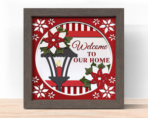 3D WELCOME HOME, Christmas HOME Shadow Box Svg, Cricut Files