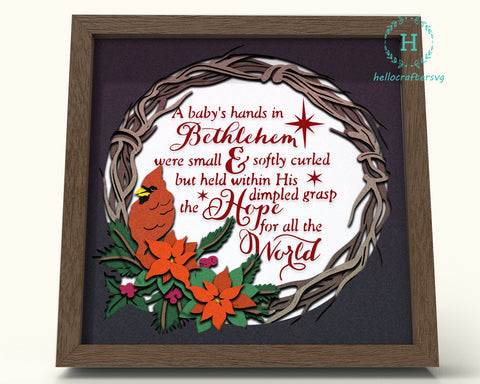 3d Cardinal Wreath Svg, CHRISTMAS Shadow Box Svg