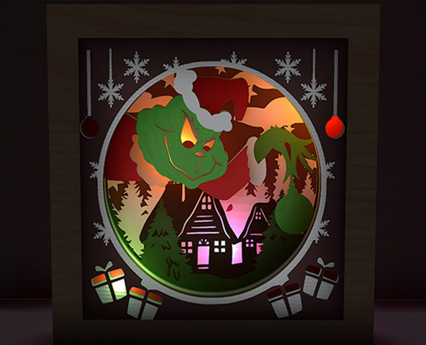 3d GRINCH TOWN Svg, CHRISTMAS GRINCH Shadow Box Svg 