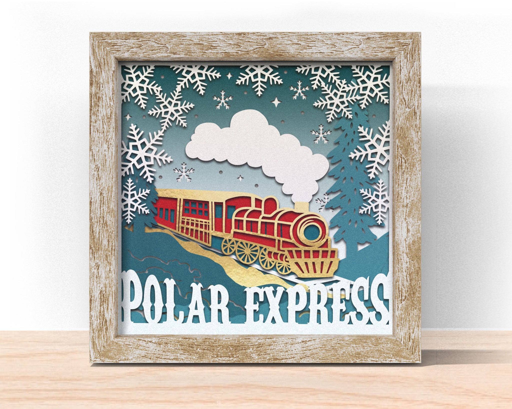3d POLAR EXPRESS Svg, Christmas Train Shadow Box Svg 