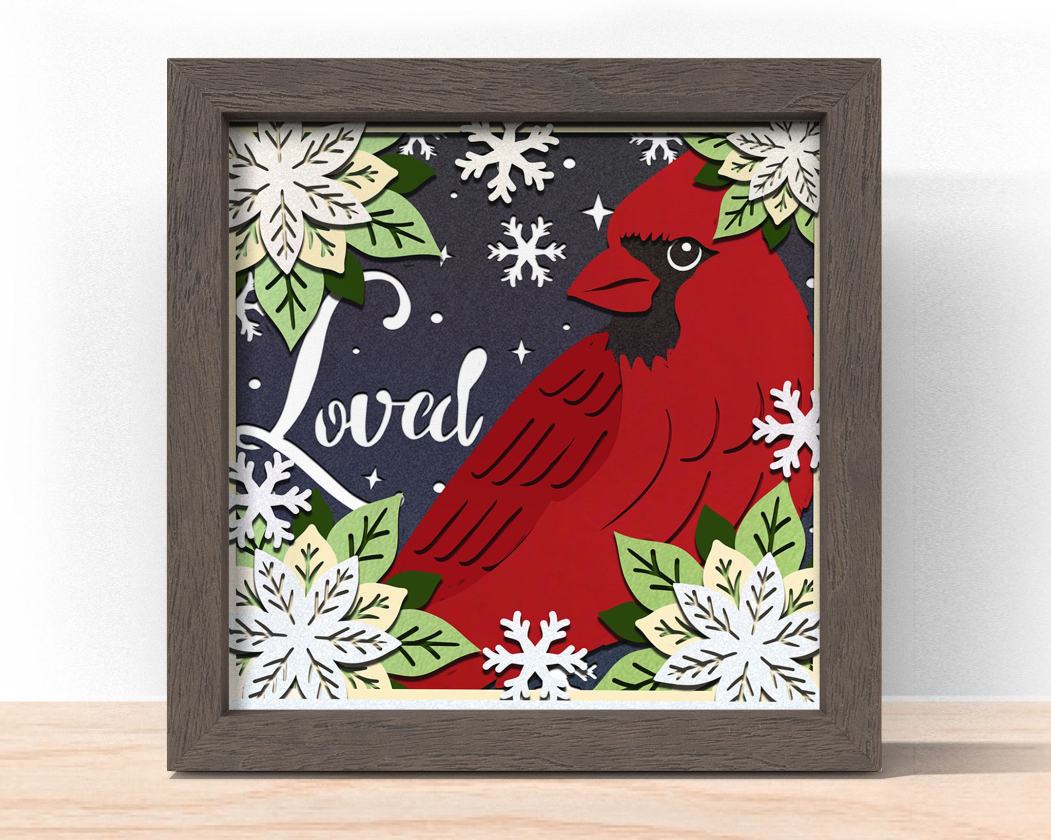 3d CARDINAL Svg, CHRISTMAS Shadow Box Svg