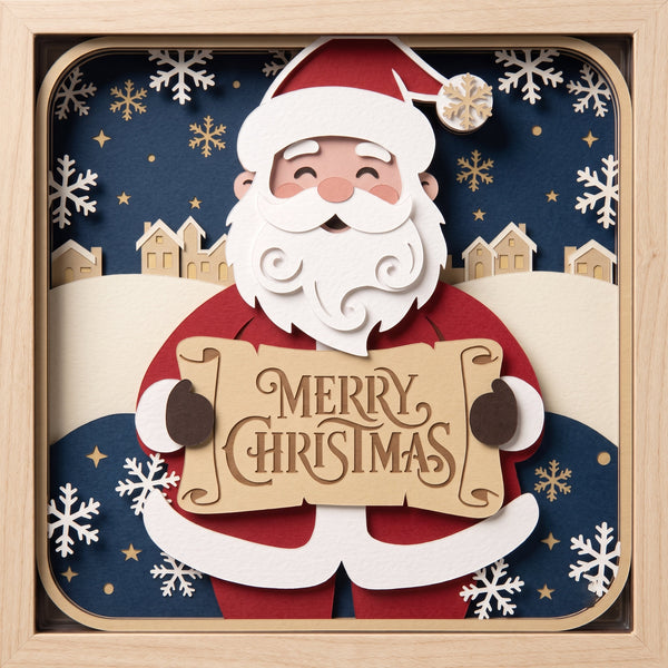3D SANTA TRIPTYCH + BONUS SANTA SHADOW BOX SVG