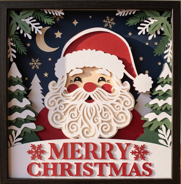 3D SANTA SET OF 9 SHADOW BOX SVG