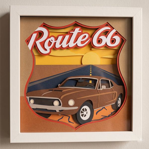 3D ROUTE 66 SHADOW BOX SVG