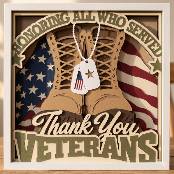 3D VETERAN SET OF 9 SHADOW BOX SVG
