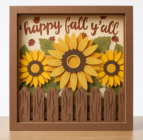 3D SUNFLOWER HAPPY YALL BUNDLE SHADOW BOX SVG
