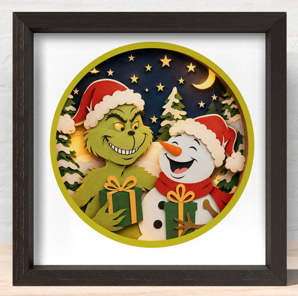3D SNOWMAN SET OF 9 SHADOW BOX SVG