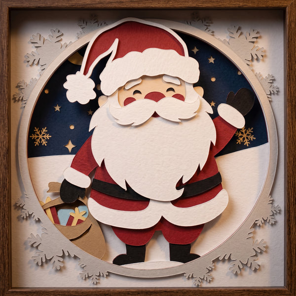 3D SANTA SET OF 9 SHADOW BOX SVG