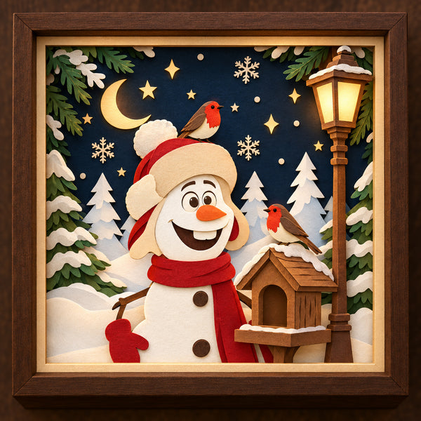 3D SNOWMAN SET OF 9 SHADOW BOX SVG