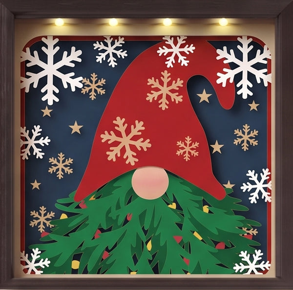 3D GNOME TRIO SET CHRISTMAS SHADOW BOX SVG