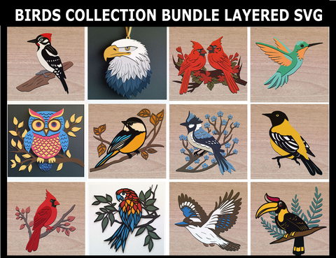 3d BIRD COLLECTION BUNDLE Svg, LAYERED BIRD COLLECTION BUNDLE Svg