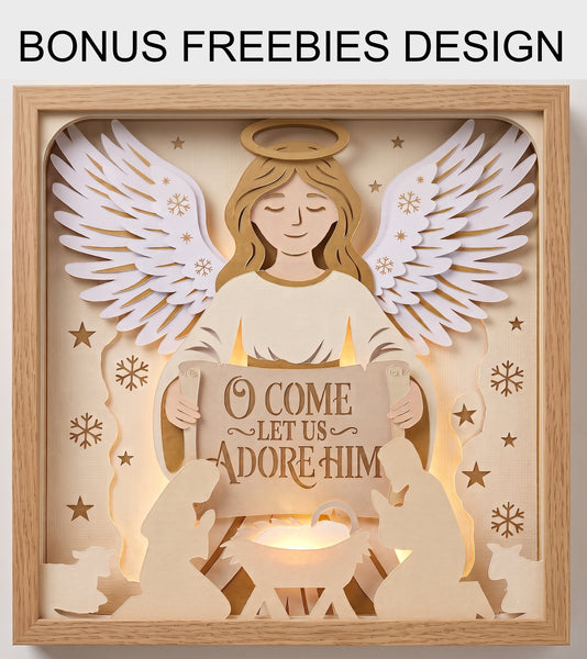 3D ANGEL TRIPTYCH + BONUS ANGEL SHADOW BOX SVG