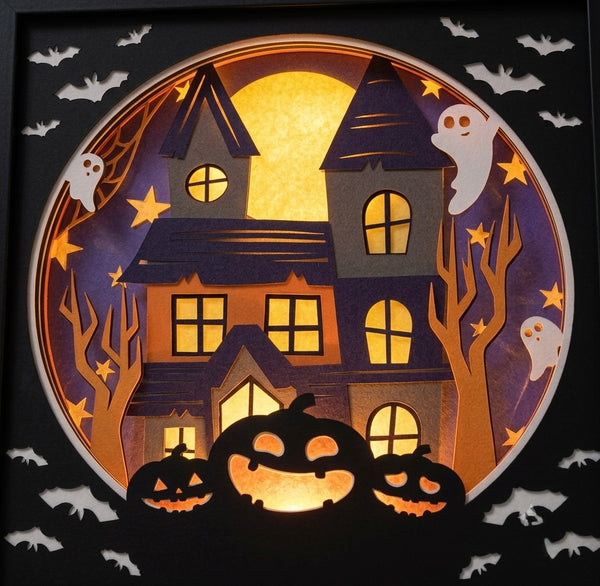 3D HAUNTED HOUSE SVG, Scary Pumpkin Shadow Box Svg