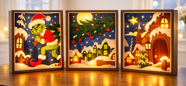 3D GRINCH TRIO SET CHRISTMAS SHADOW BOX SVG