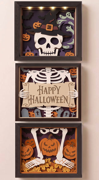 3D SKELETON TRIO SET SHADOW BOX SVG