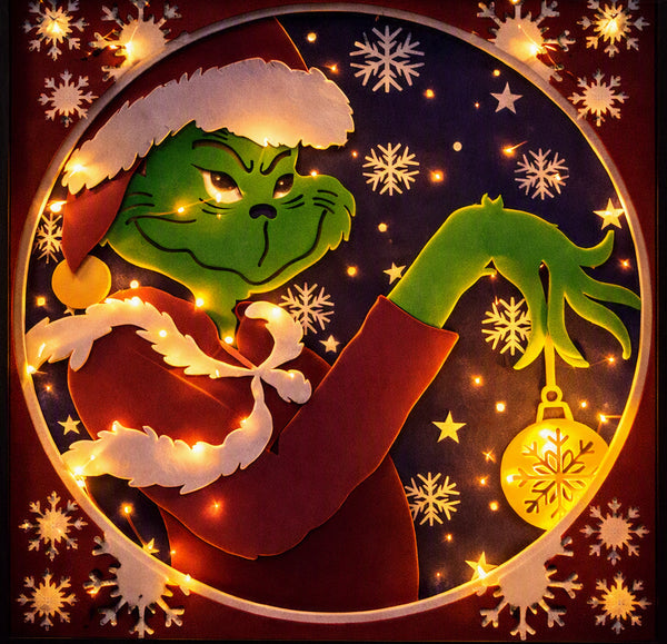 3D GRINCH CHRISTMAS TRIPTYCH TRIO SET SHADOW BOX SVG