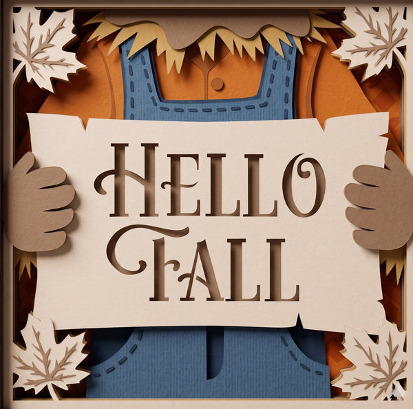 3D SCARECROW TRIO SET SHADOW BOX SVG