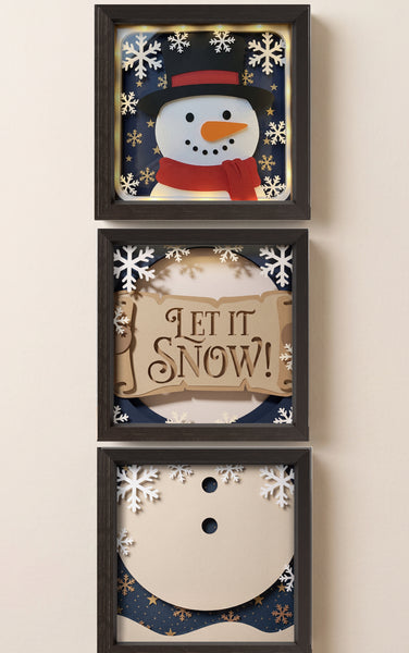 3D SNOWMAN TRIPTYCH + BONUS SNOWMAN SHADOW BOX SVG