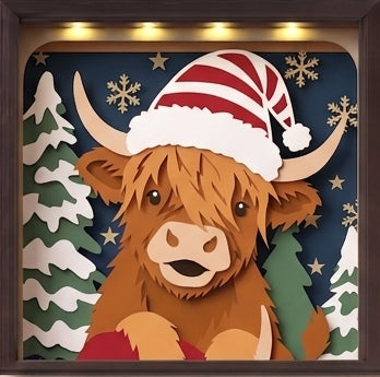3D STACKING HIGHLAND COW TRIO SET CHRISTMAS SHADOW BOX SVG