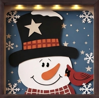 3D SNOWMAN CARDINAL TRIO SET SHADOW BOX SVG