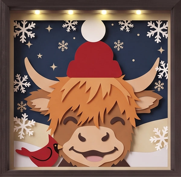 3D HIGHLAND COW TRIO SET CHRISTMAS SHADOW BOX SVG