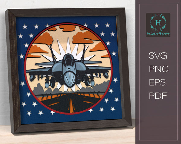 3D AIRFORCE Svg, AIRFORCE Shadow box Svg - Cricut Files, Cardstock Svg, Silhouette Files - HelloCrafterSvg-445