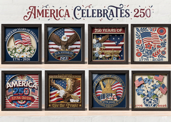 AMERICA CELEBRATES 250 Svg - Cricut Files, Cardstock Svg, Silhouette Files - HelloCrafterSvg