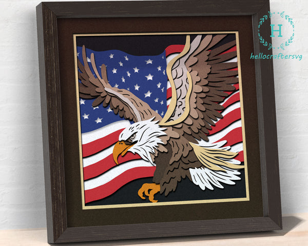 3D AMERICAN EAGLE Svg, EAGLE Shadow Box Svg - Cricut Files, Cardstock Svg, Silhouette Files - HelloCrafterSvg-445