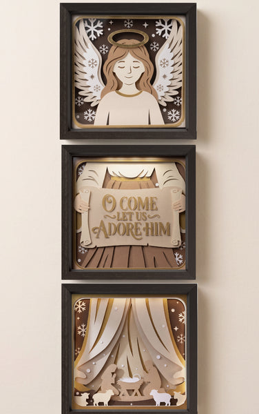 3D ANGEL TRIPTYCH + BONUS ANGEL SHADOW BOX SVG