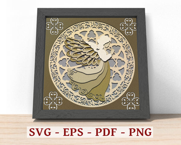 3d ANGEL Svg, CHRISTMAS Shadow Box Svg