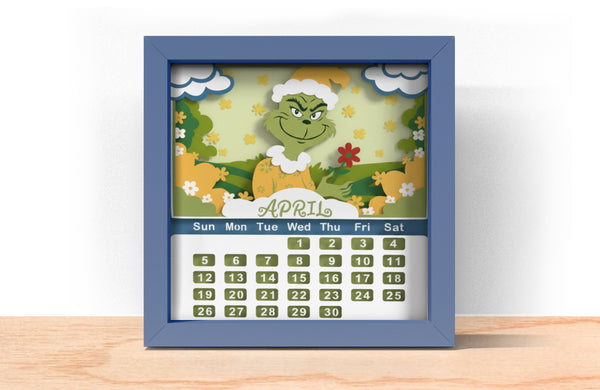 2026 GRINCH CALENDAR SHADOW BOX BUNDLE Svg - Cricut Files, Cardstock Svg, Silhouette Files - HelloCrafterSvg