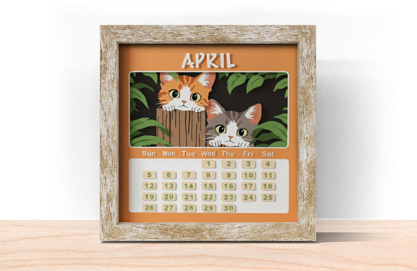2026 CAT CALENDAR SHADOW BOX BUNDLE Svg - Cricut Files, Cardstock Svg, Silhouette Files - HelloCrafterSvg