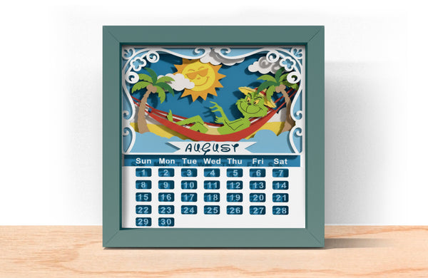 2026 GRINCH CALENDAR SHADOW BOX BUNDLE Svg - Cricut Files, Cardstock Svg, Silhouette Files - HelloCrafterSvg