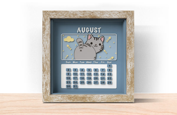 2026 CAT CALENDAR SHADOW BOX BUNDLE Svg - Cricut Files, Cardstock Svg, Silhouette Files - HelloCrafterSvg