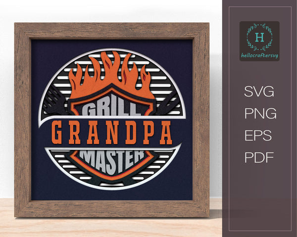 3D barbeque grill dad Svg, Customisable FATHER'S DAY Shadow Box Svg -22