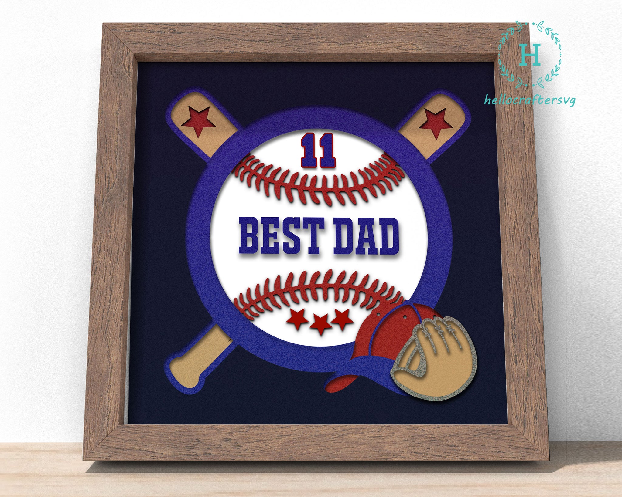 3D baseball dad Svg, CUSTOMISABLE Sports dad, FATHER'S DAY Shadow Box Svg 
