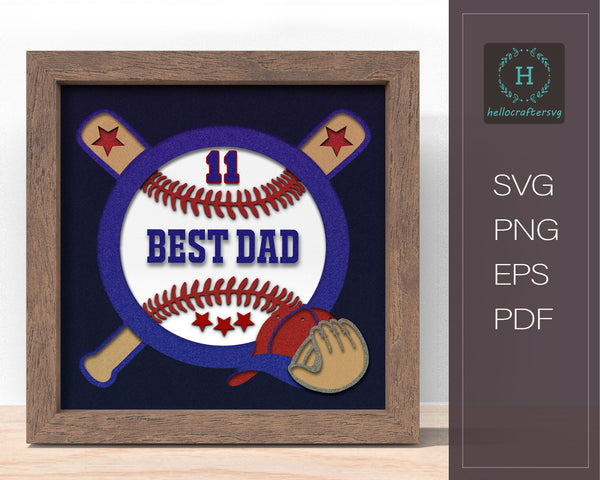 3D baseball dad Svg, CUSTOMISABLE Sports dad, FATHER'S DAY Shadow Box Svg 22